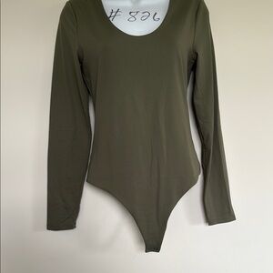 Nuuds Olive Green Long Sleeve Bodysuit